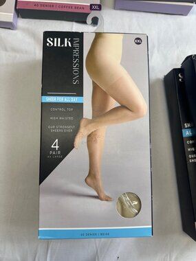 silk impressions 4 pair [20] denier / beige new   xxl